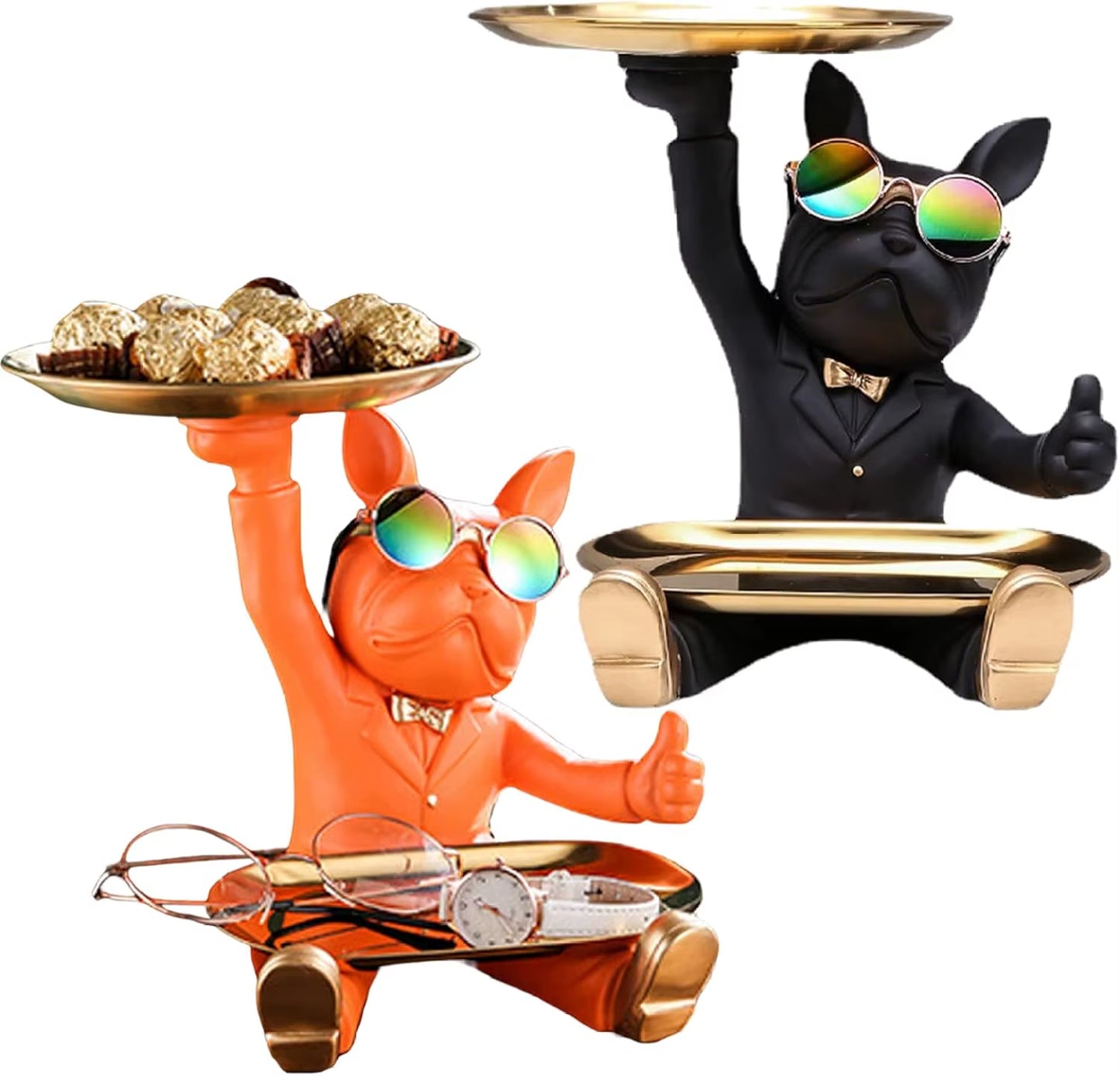 Harz Französische Bulldogge Tablett Statue Coole Bulldogge Lagerung Dekor Schlüssel Schüssel Hund Statue Für Moderne Wohnkultur Büro Schreibtisch Dekor Geschenke