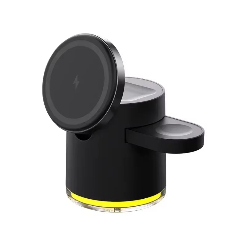 Qi2-Ladegerät Mit Nachtlampe, 3-In-1 Magsafe Wireless Chargers Station Für Iphone Und Samsung, Apple Watch, Magnetisches Ladezubehör