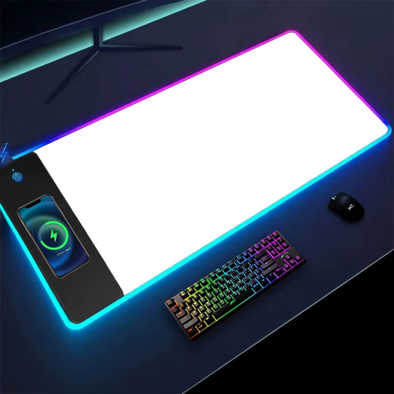 Drahtlose Lade Weiß Maus Pad Schreibtisch Teppich Maus Matte Gaming Laptops Pc Gamer Zubehör Computer Matte RGB Xxl Mousepad