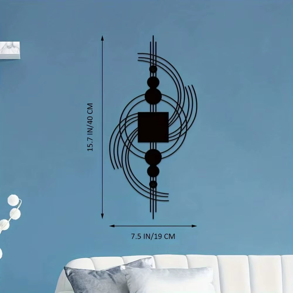 Geometrisches Wandkunst-Dekor Aus Metall – Kreisförmige Und Quadratische Kombinations-Wandskulptur Für Das Wohnzimmer – Eisenkunst, Wanddekoration