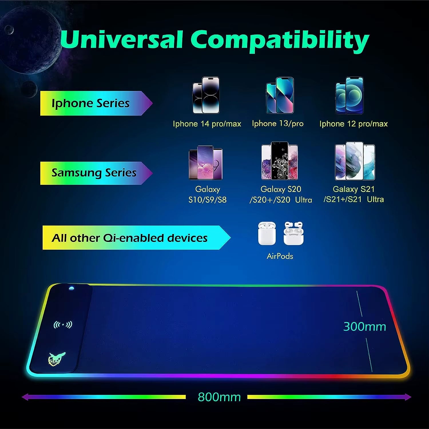 Drahtlose Lade Weiß Maus Pad Schreibtisch Teppich Maus Matte Gaming Laptops Pc Gamer Zubehör Computer Matte RGB Xxl Mousepad