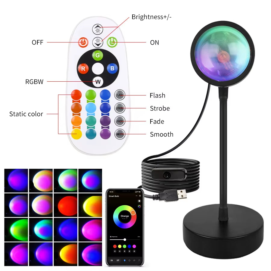 Smart Sunset Lampe Tuya LED Nachtlicht USB RGB Smart Leben APP Remote Projektion Für Raum Dekoration Fotografie Festival Geburt