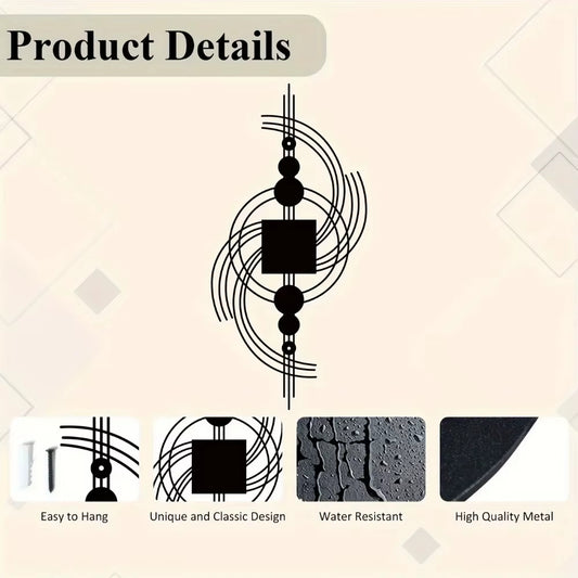 Geometrisches Wandkunst-Dekor Aus Metall – Kreisförmige Und Quadratische Kombinations-Wandskulptur Für Das Wohnzimmer – Eisenkunst, Wanddekoration