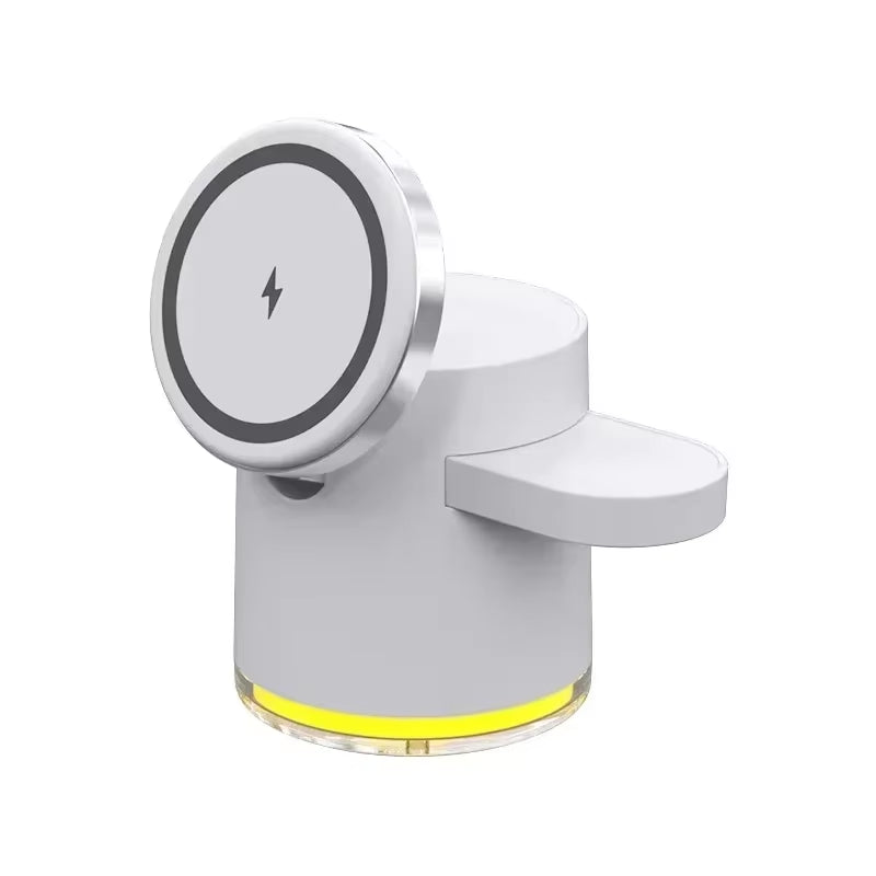 Qi2-Ladegerät Mit Nachtlampe, 3-In-1 Magsafe Wireless Chargers Station Für Iphone Und Samsung, Apple Watch, Magnetisches Ladezubehör