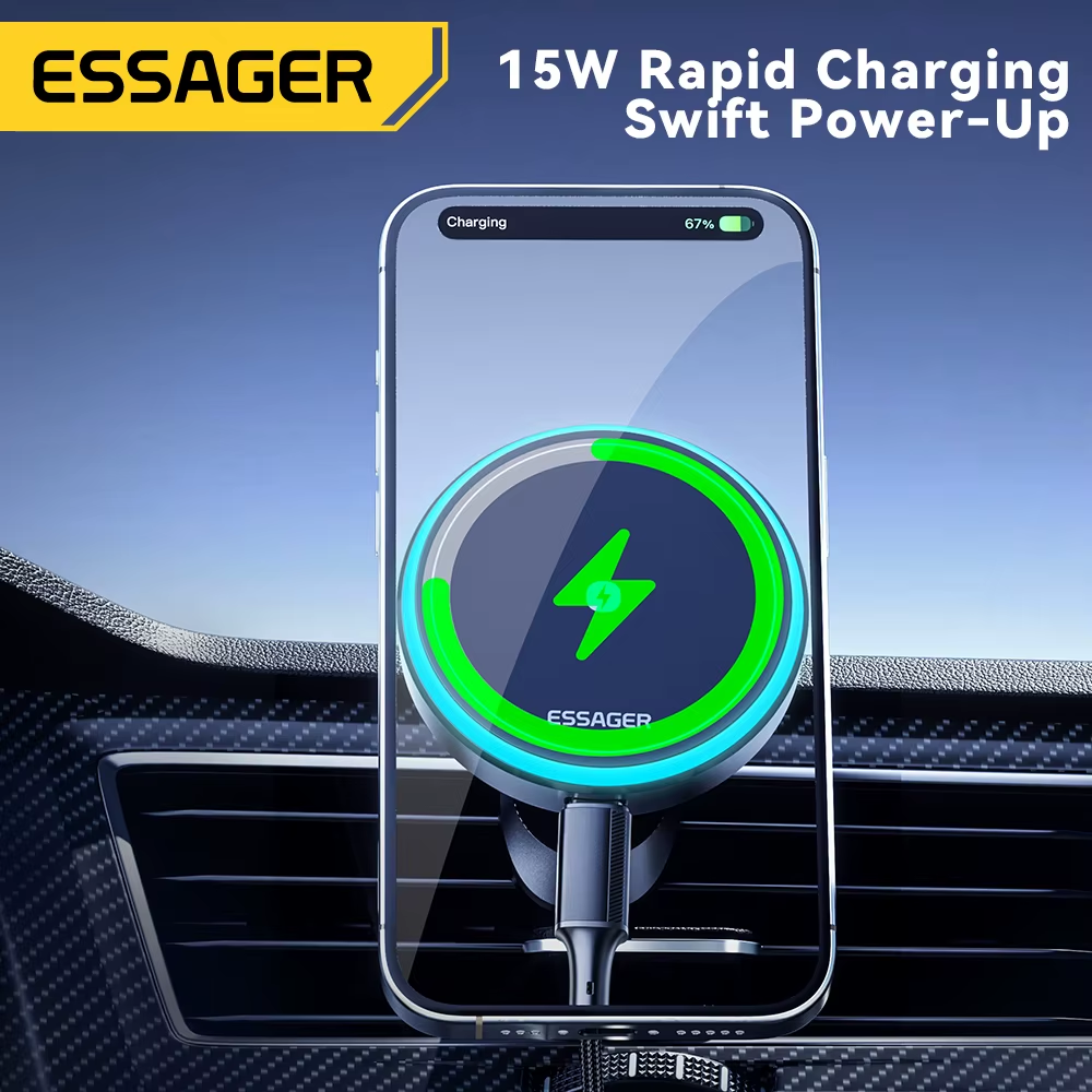 Essager 15 W Magnetischer Kabelloser Autotelefonhalter, Verstellbar, 360 Grad, Autoladegerät Für Iphone 15 14 13 Pro, Samsung Universal-Telefon