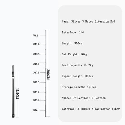 Erweiterbarer Carbon-Fiber Selfie-Stick 3m
