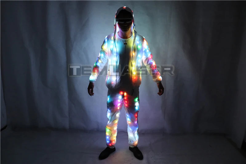 LED Jacket Luminous Clothes Creative Light Costume Laser Robot Suit Christmas Halloween Party Cospaly Costume For EDM Music