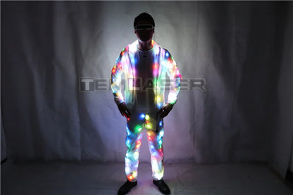 LED Jacket Luminous Clothes Creative Light Costume Laser Robot Suit Christmas Halloween Party Cospaly Costume For EDM Music