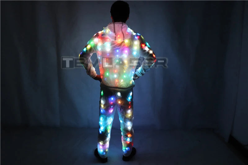 LED Jacket Luminous Clothes Creative Light Costume Laser Robot Suit Christmas Halloween Party Cospaly Costume For EDM Music