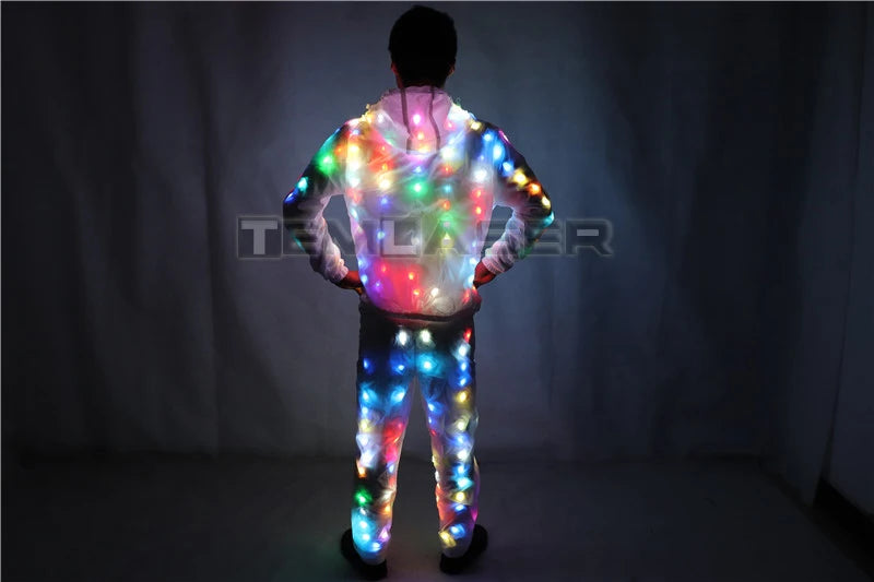 LED Jacket Luminous Clothes Creative Light Costume Laser Robot Suit Christmas Halloween Party Cospaly Costume For EDM Music