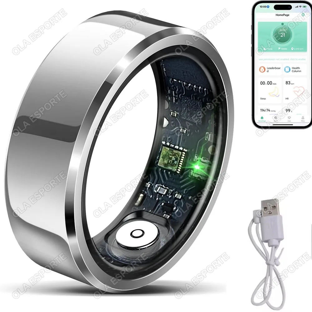 2025 Smart Ring Blutdruck Herzfrequenz Schlafüberwachung Smartring IP68 & 5ATM Wasserdichter Multisportmodus Smartring Mann Frauen