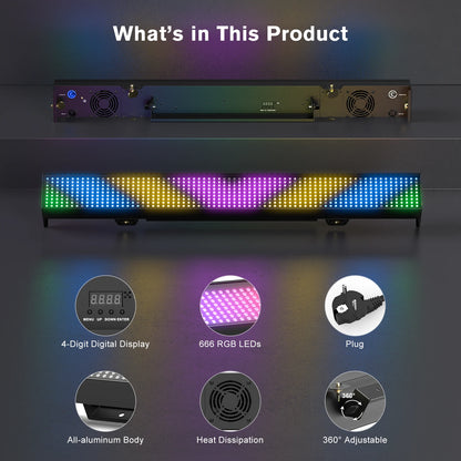 Yiflamefly 1/2/4Pcs 120W RGB 666LED Splicable Wall Washer Light 254Dynamic Show Strobe Stage Light Bar For Wedding Party KTV Bar