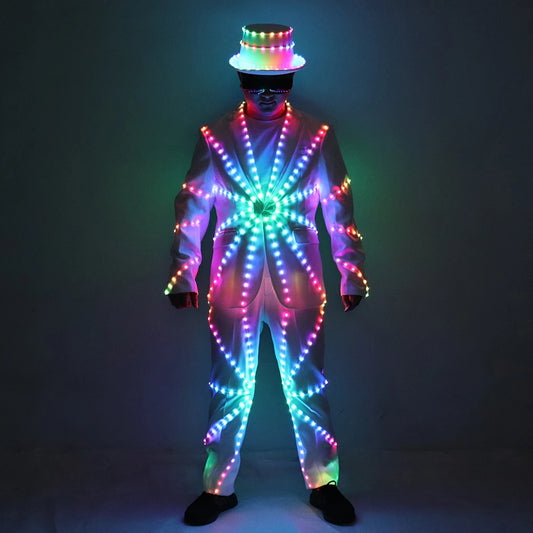 Full Color LED Suit Costumes Clothes Lights Glowing Stage Dance Performance Show Dress Luminous Light Up Clothing For Night Club