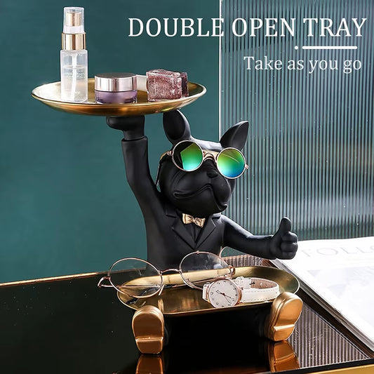 Harz Französische Bulldogge Tablett Statue Coole Bulldogge Lagerung Dekor Schlüssel Schüssel Hund Statue Für Moderne Wohnkultur Büro Schreibtisch Dekor Geschenke