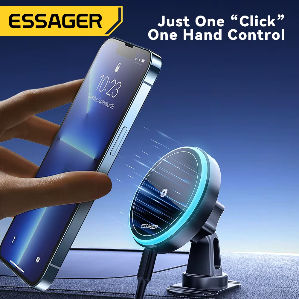 Essager 15 W Magnetischer Kabelloser Autotelefonhalter, Verstellbar, 360 Grad, Autoladegerät Für Iphone 15 14 13 Pro, Samsung Universal-Telefon