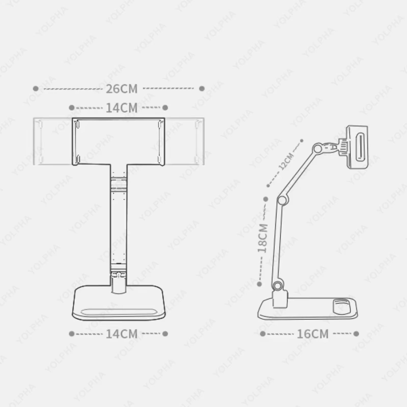 Tablet-Ständerhalter Für Ipad, Höhenverstellbar, Kindle-Ständer 360° ° Drehbarer Monitorständer Für Schreibtisch, Tablets, Smartphone, Quadratische Basis