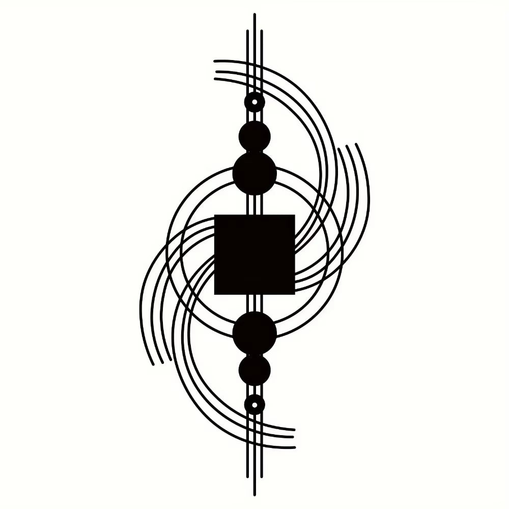 Geometrisches Wandkunst-Dekor Aus Metall – Kreisförmige Und Quadratische Kombinations-Wandskulptur Für Das Wohnzimmer – Eisenkunst, Wanddekoration