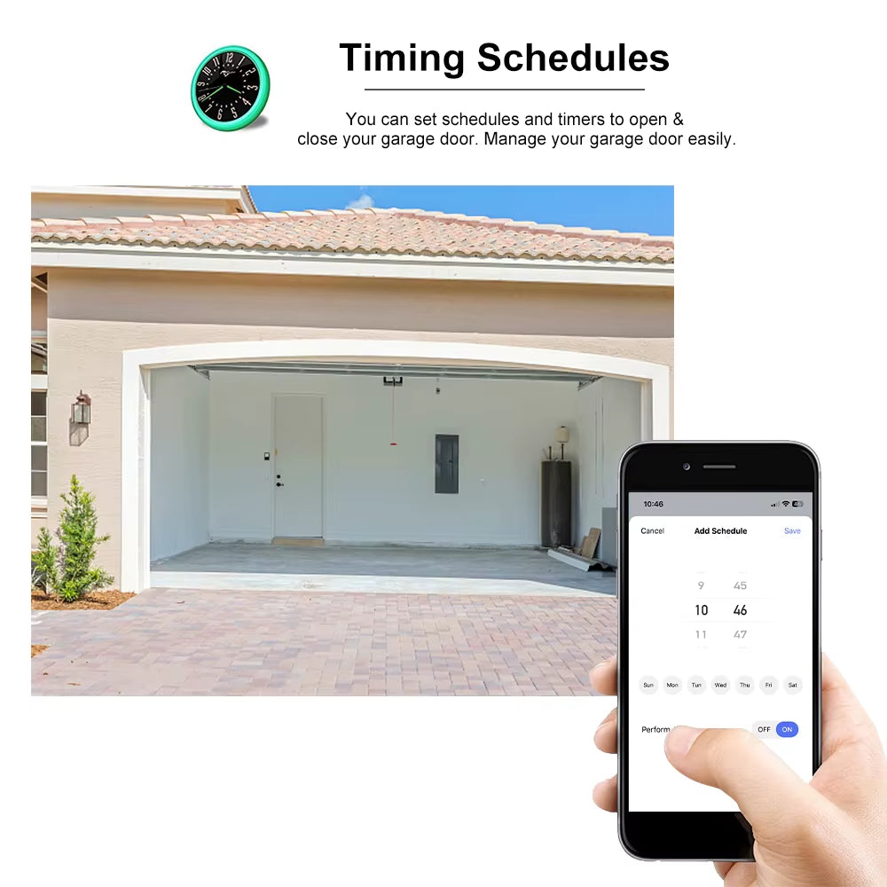 Tuya Smartlife Wifi Garagentoröffner Mit 3MP Kamera Fernbedienung Zwei-Wege-Audio Nachtsicht Aufnahme Alexa Google Unterstützung